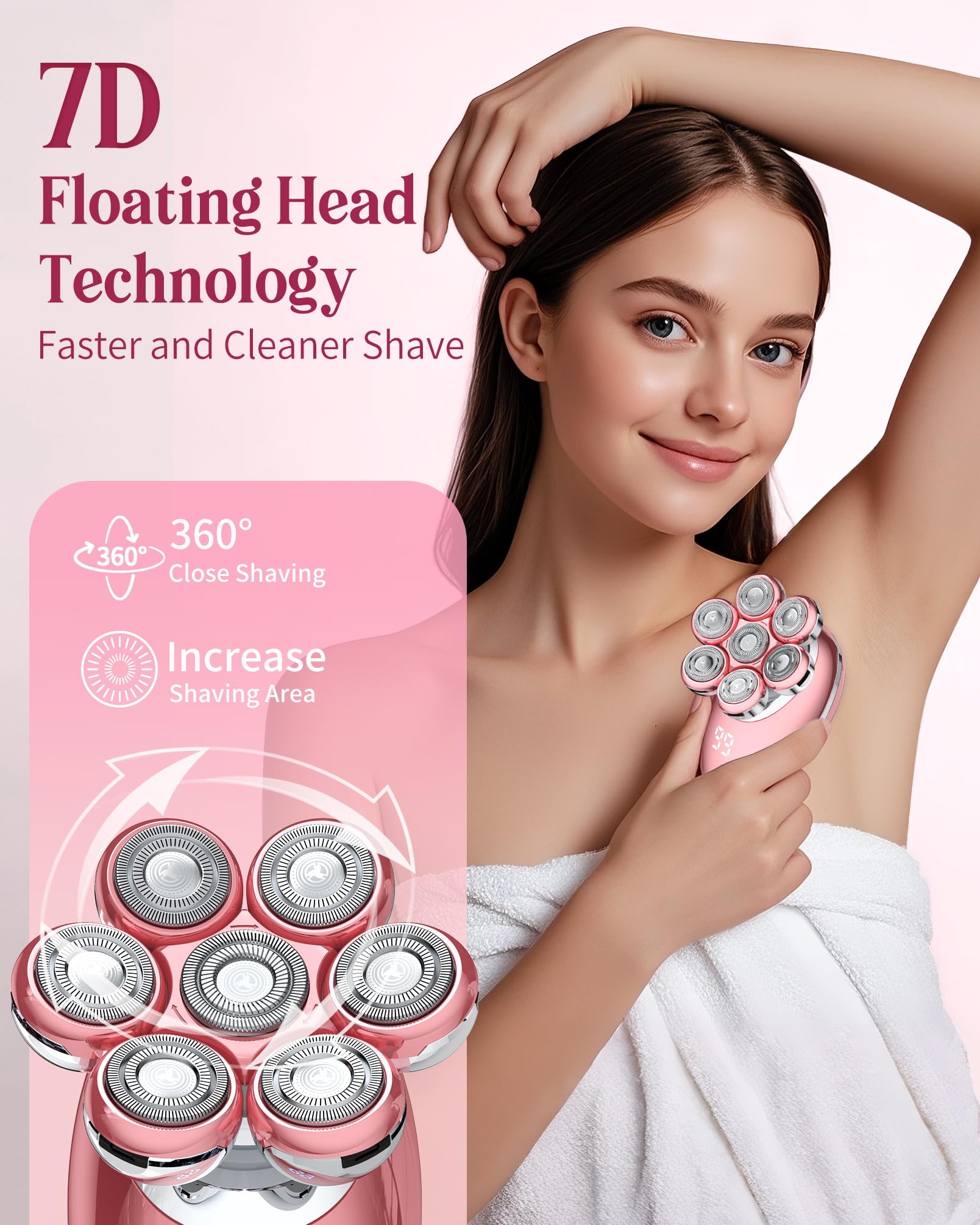 Amazon | 女性用電動カミソリ、女性用7D電気シェーバー、女性用